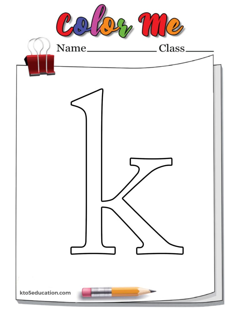 Lower Case Latter K Outline Worksheet