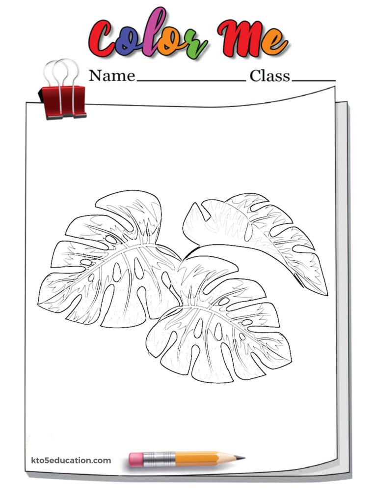 Tropical Leaf Outline Coloring Page worksheet