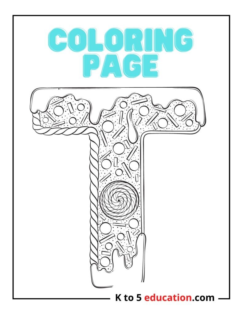 Free Printable T Coloring Page worksheet