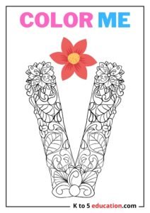 Free Printable V Coloring Page worksheet