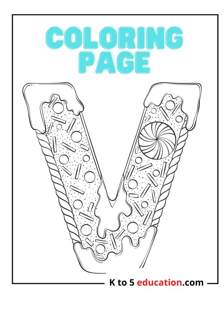 Free Printable V Coloring Page worksheet