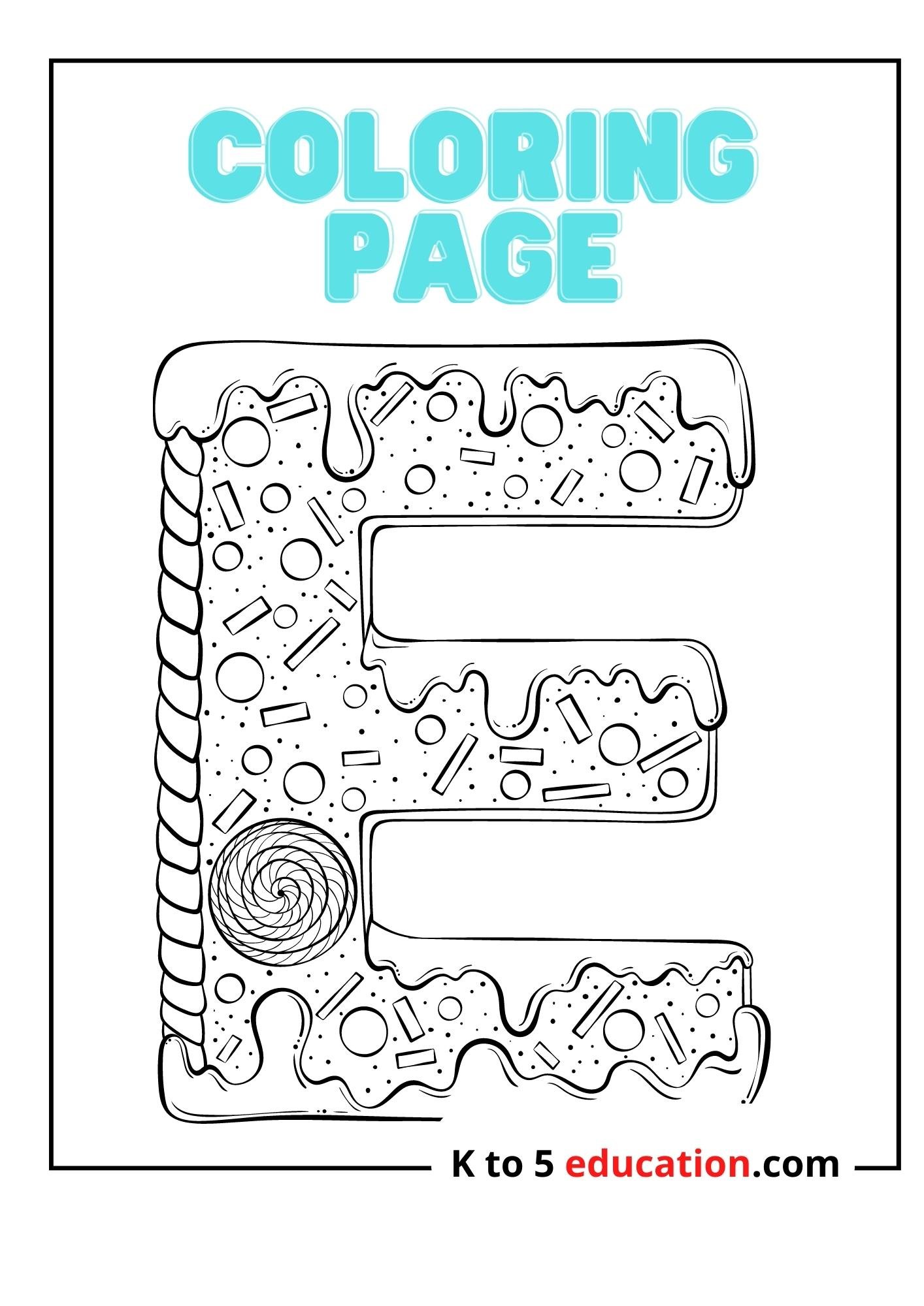 Free Printable E Coloring Page worksheet