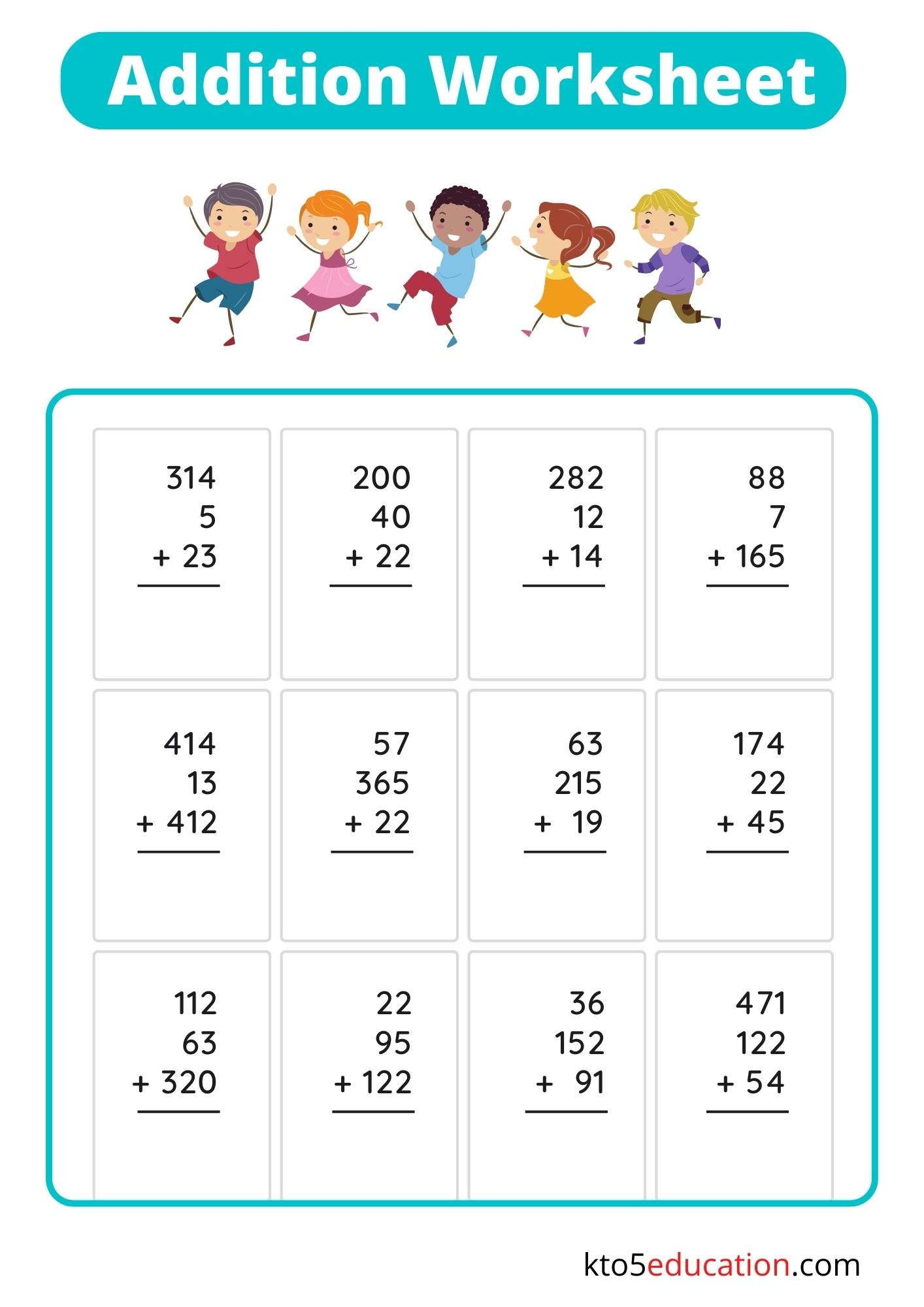 Free Addition Fact Practice Worksheet Kto5Education
