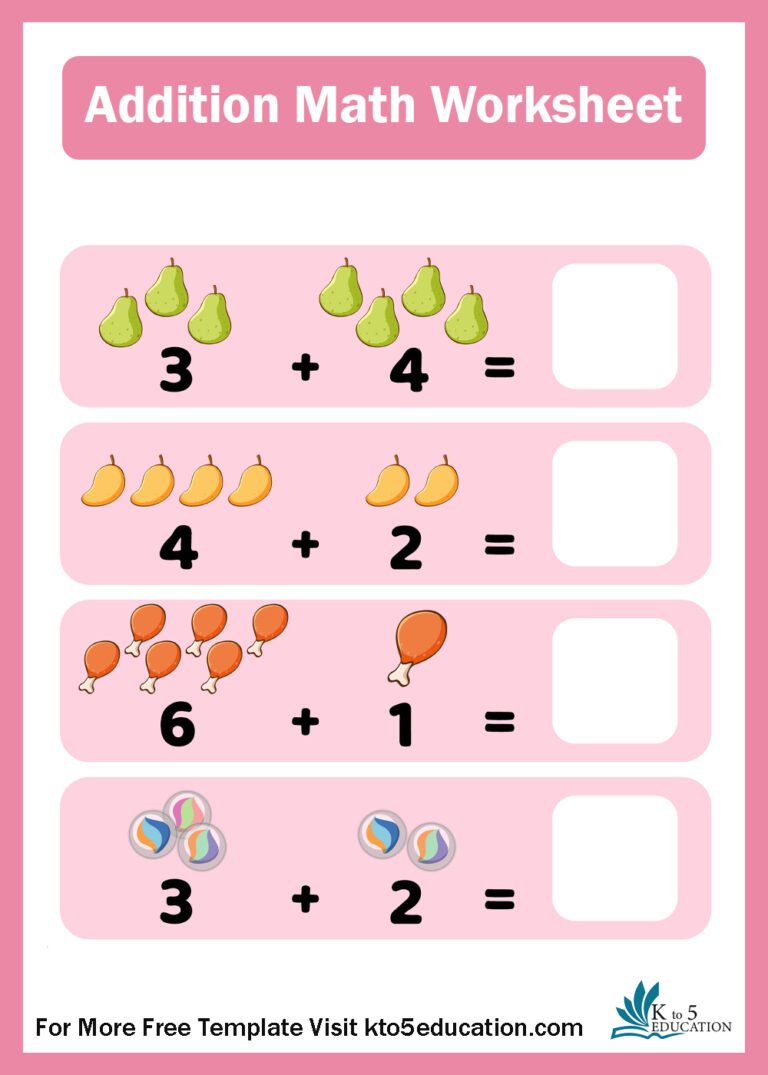 Free Addition Math Worksheet 2