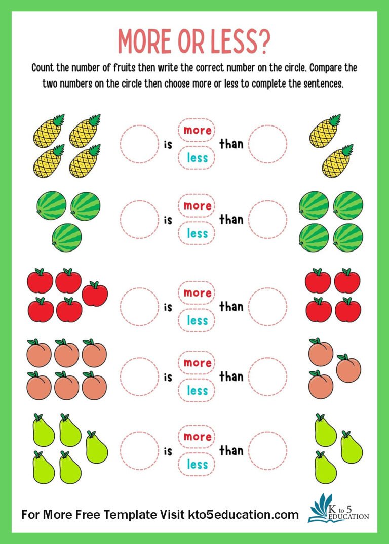 Free Choose More Or Less To Complete The Sentence worksheet