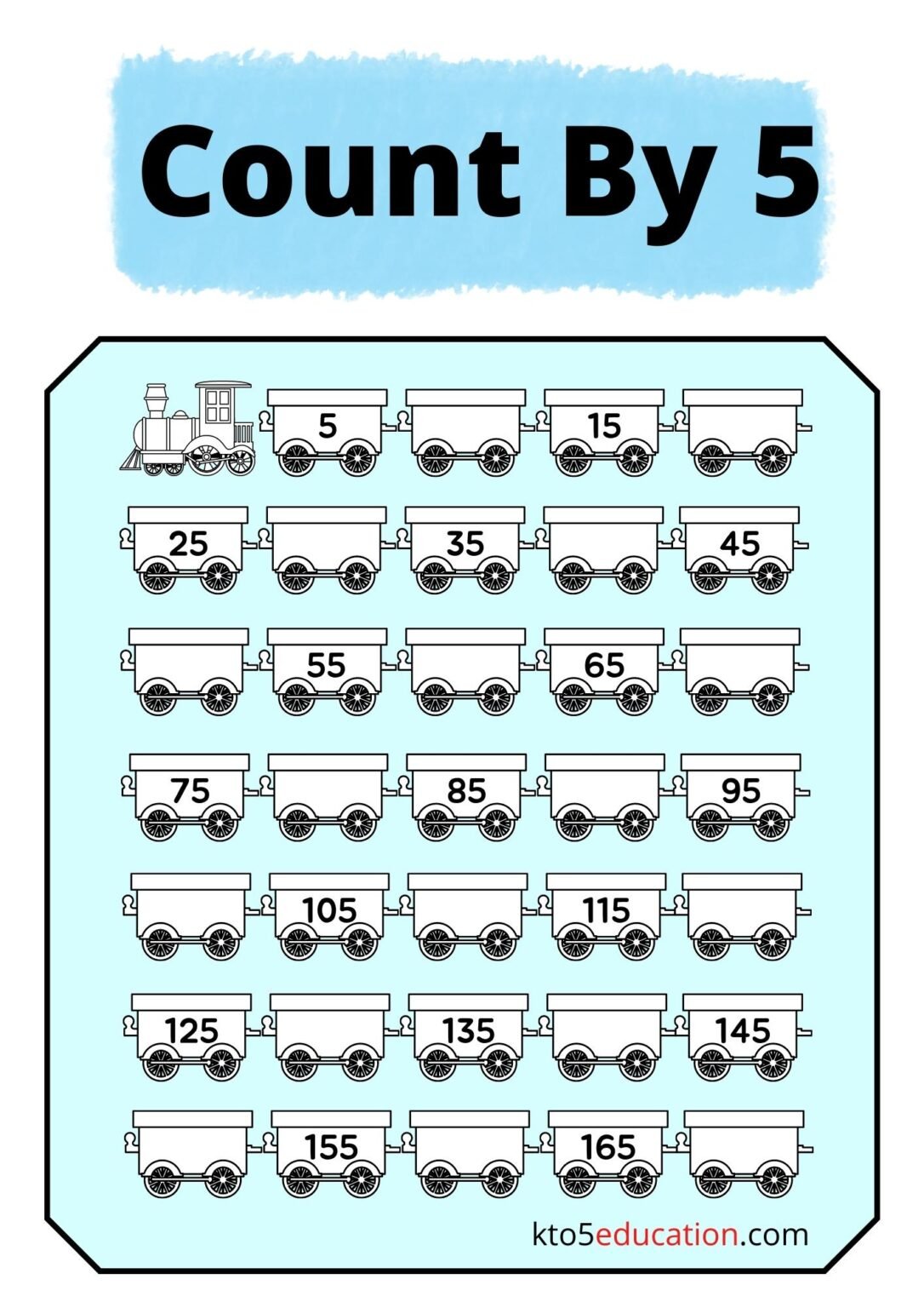 Free Count By 5 Worksheet For Kids Kto5Education