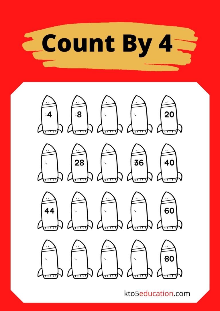 Free Count By Four Worksheet For First Grade