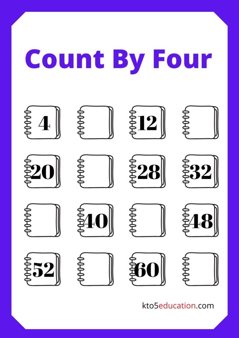 Free Count By Four Worksheets For Kids