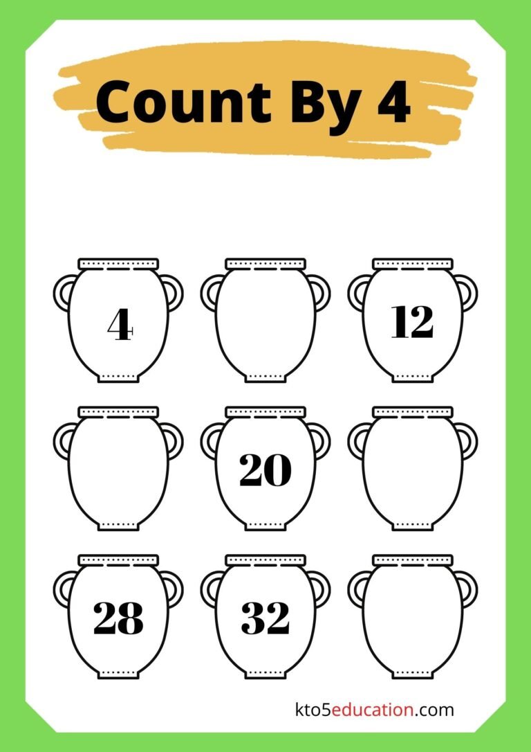 Free Count By Four Worksheets For Third Grade