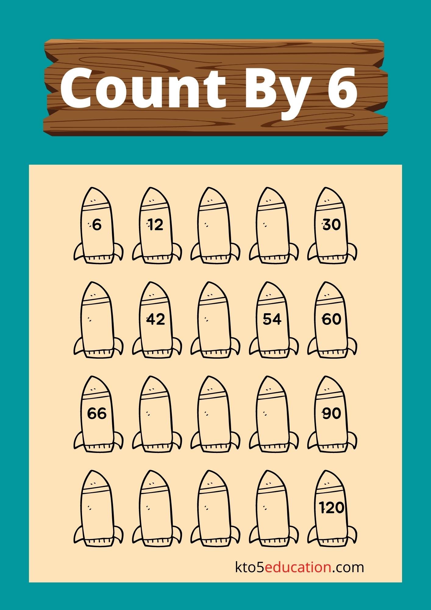 Free Count By Six Worksheet For First Grade 1