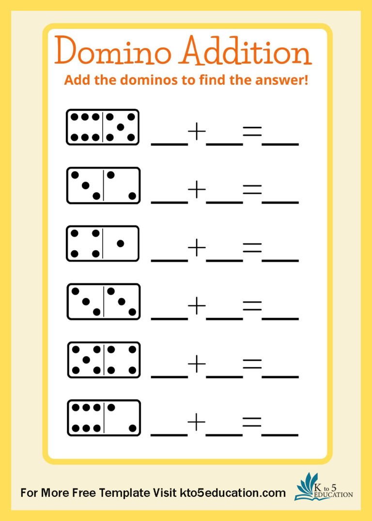 Free Domino Addition Worksheet