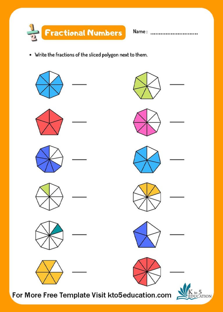 Free Fractional Numbers Worksheet - Kto5Education