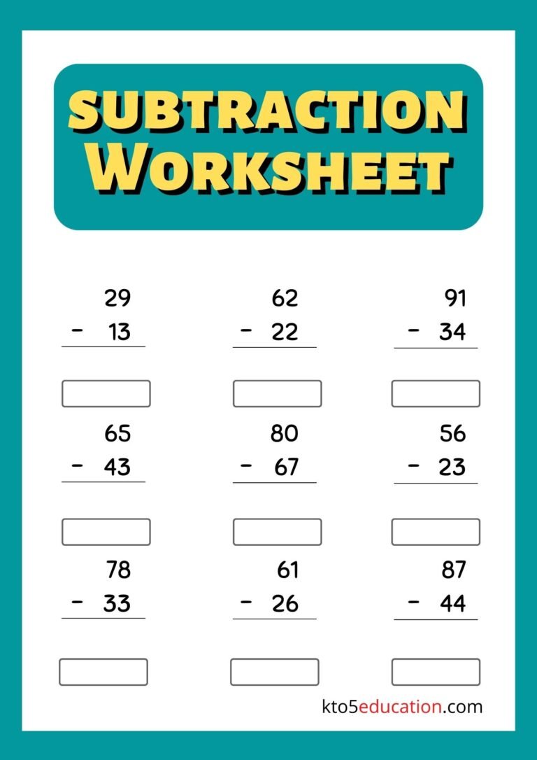 Kindergarten Subtraction Worksheets