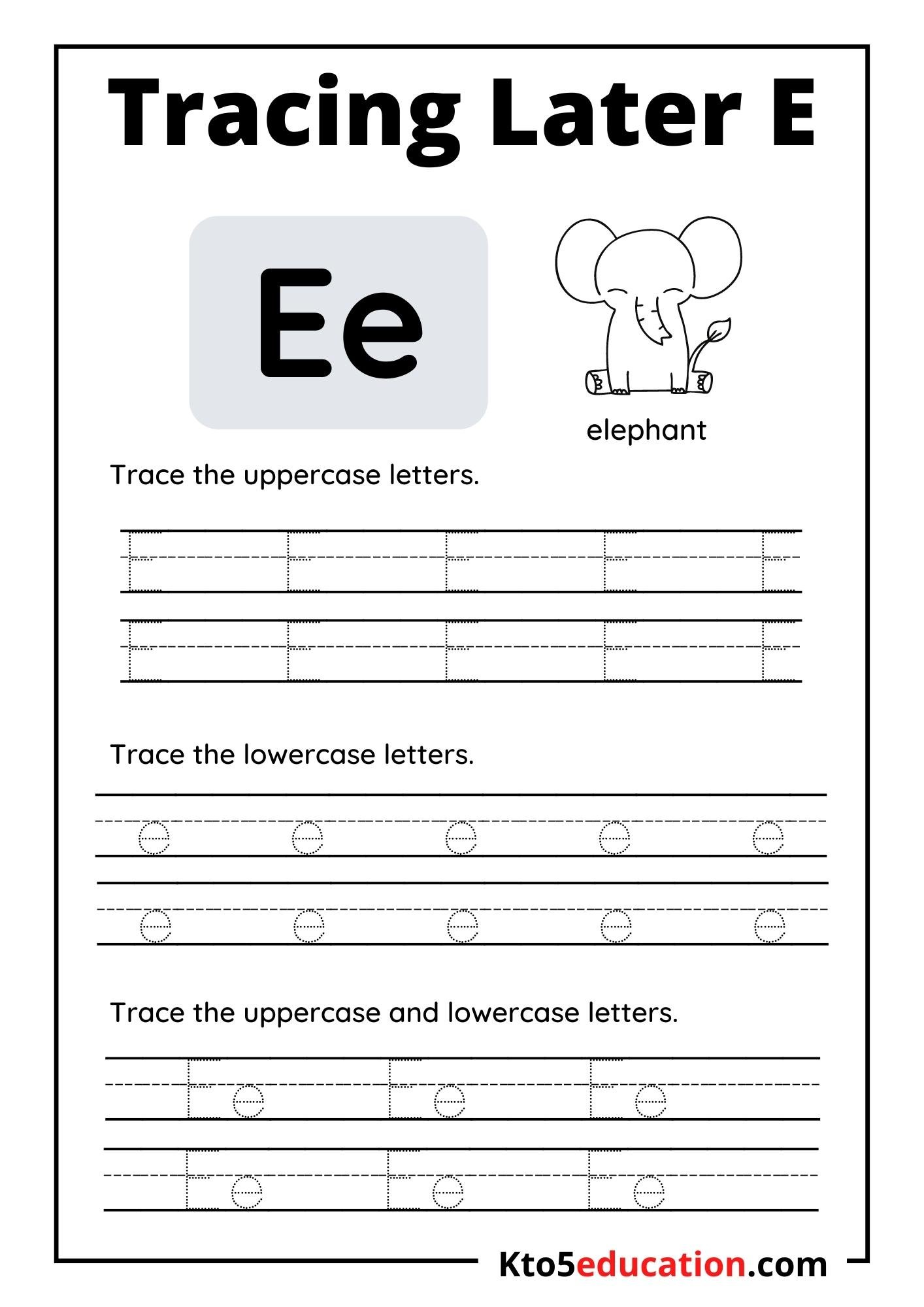Letter E Tracing Worksheet