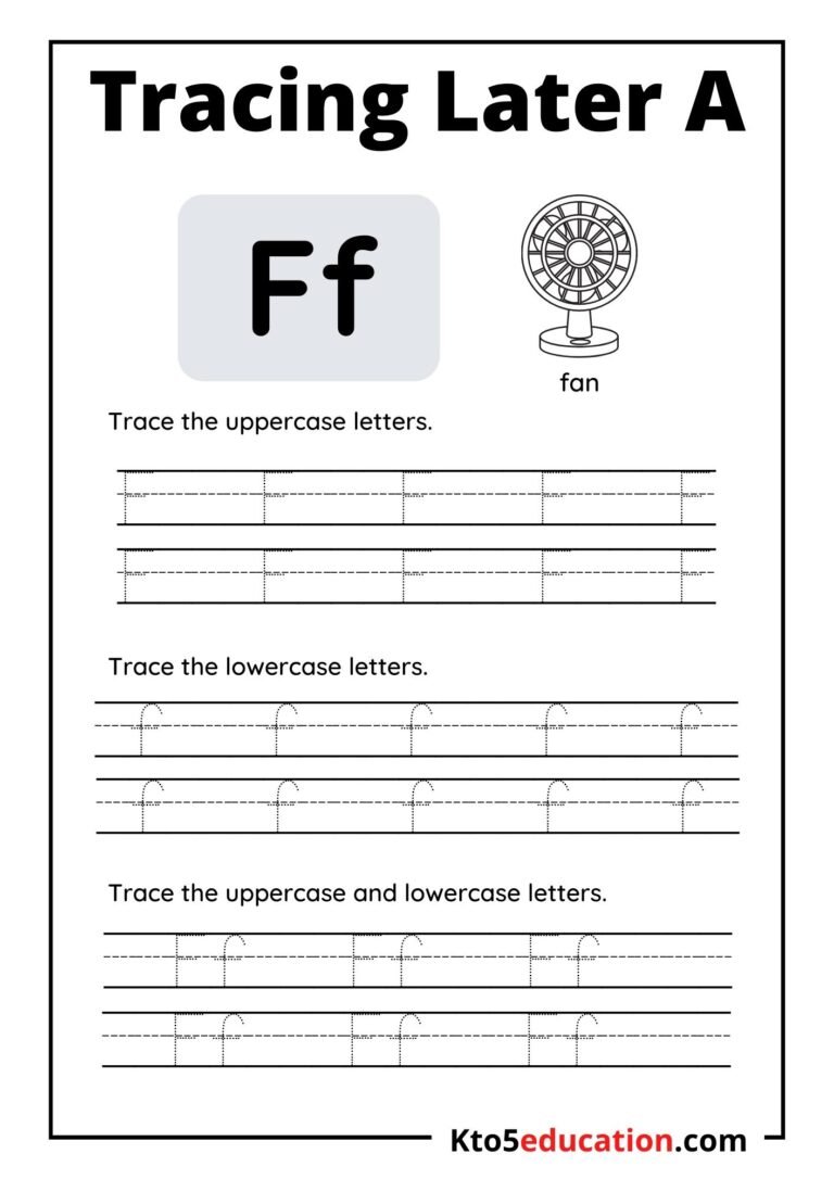 Free Printable Tracing Latter F worksheet