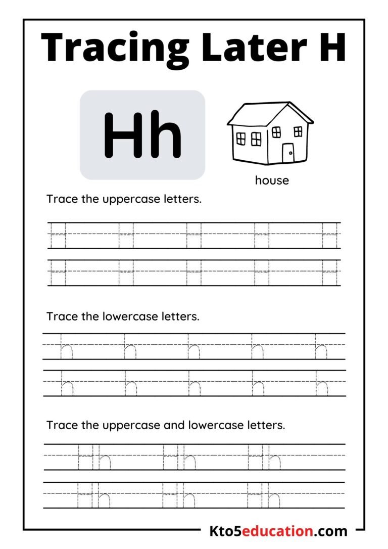 Free Tracing Latter H worksheet