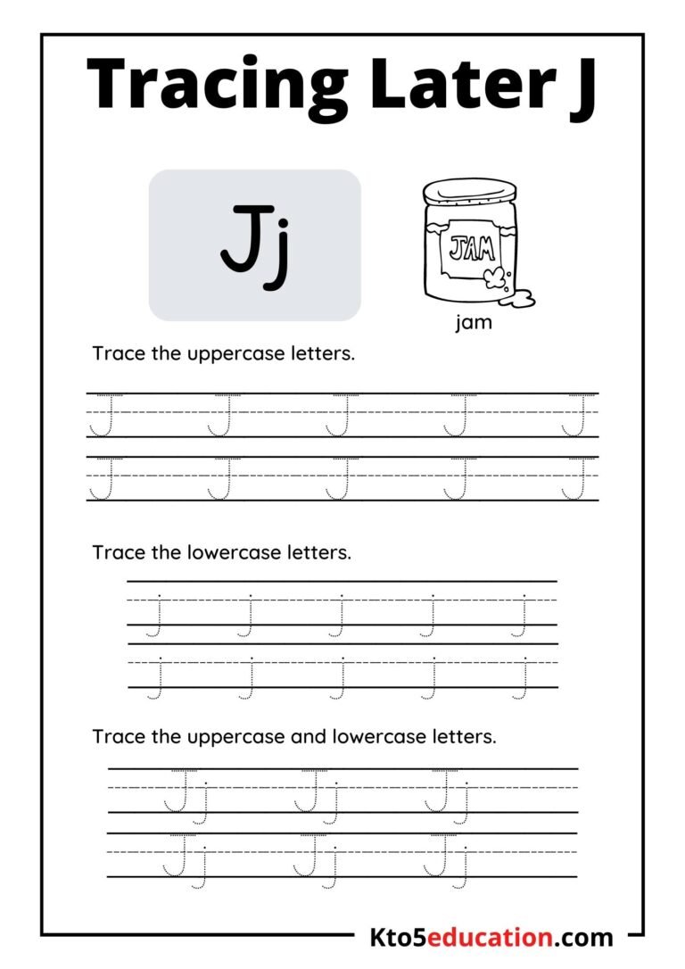 Printable Tracing Latter J worksheet