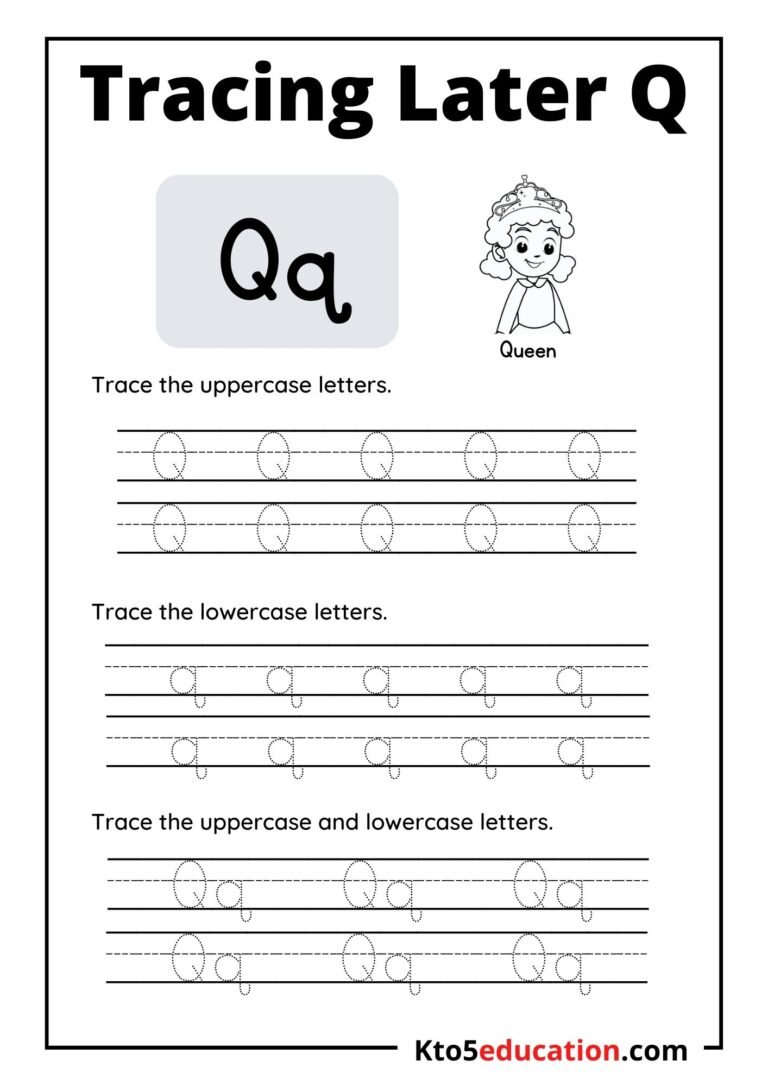 Free Printable Tracing Latter Q worksheet