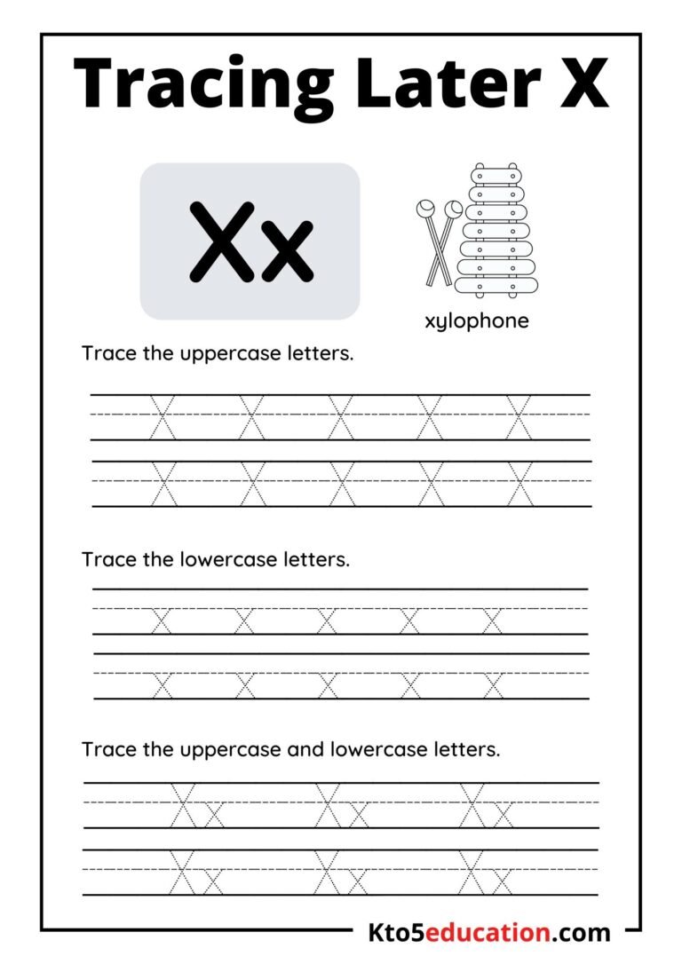 Free Printable Tracing Latter X worksheet