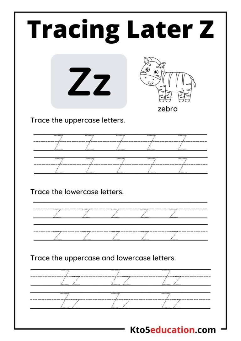 Free Printable Tracing Latter Z worksheet