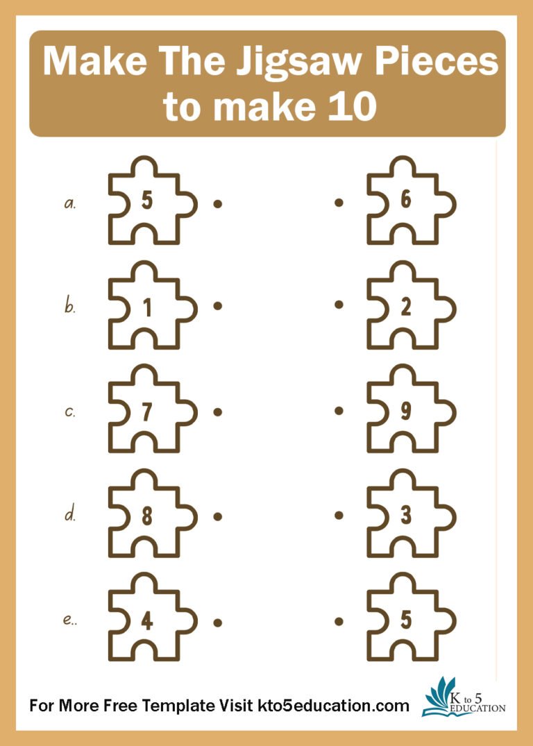 Free Make The Jigsaw Pieces Make 10 Worksheet