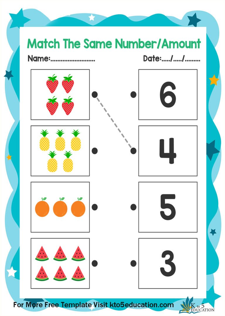 Free Match The Same Number worksheet