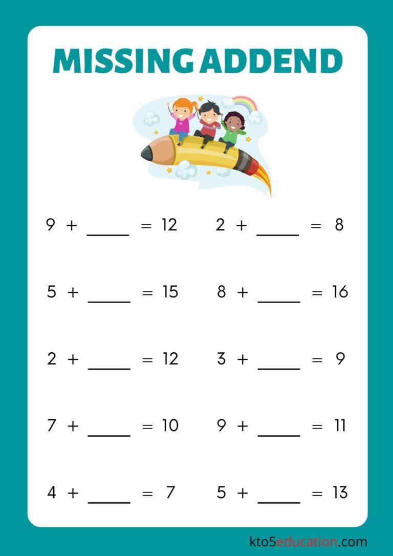 Free Missing Addend Worksheets For 2nd Grade