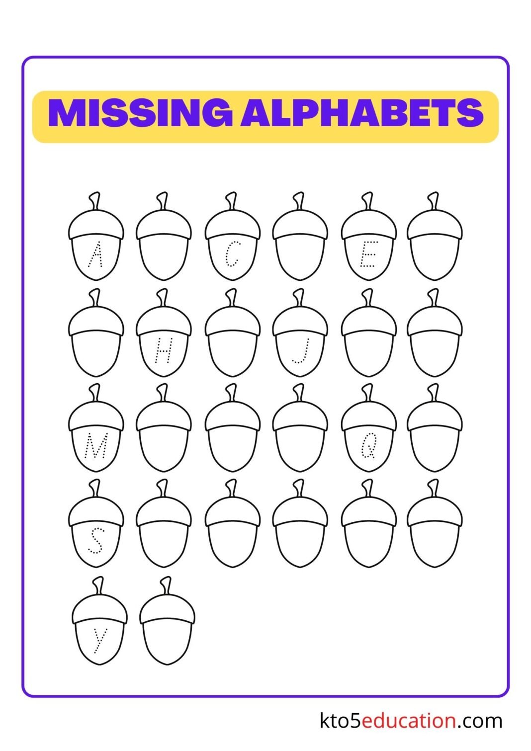 Free Missing Letter Alphabet Worksheet - Kto5Education