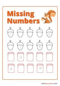 Missing Numbers to 20 Worksheet