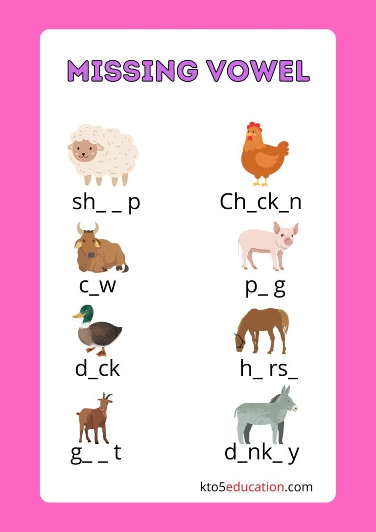 Free Missing Vowels Worksheet