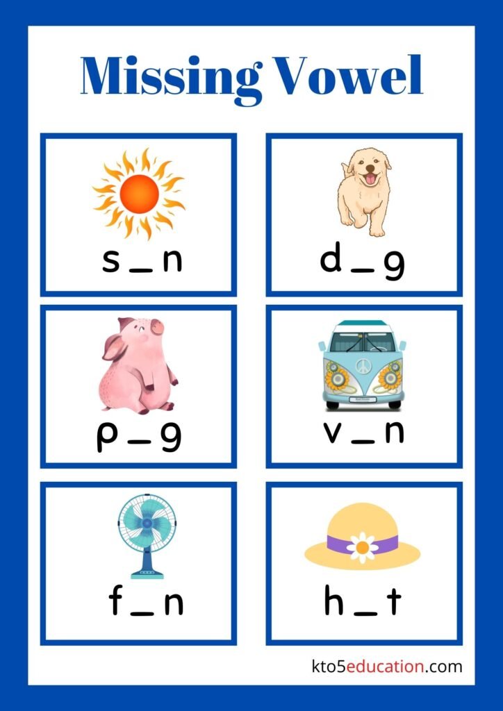 Free Missing Vowels Worksheets Kto5Education