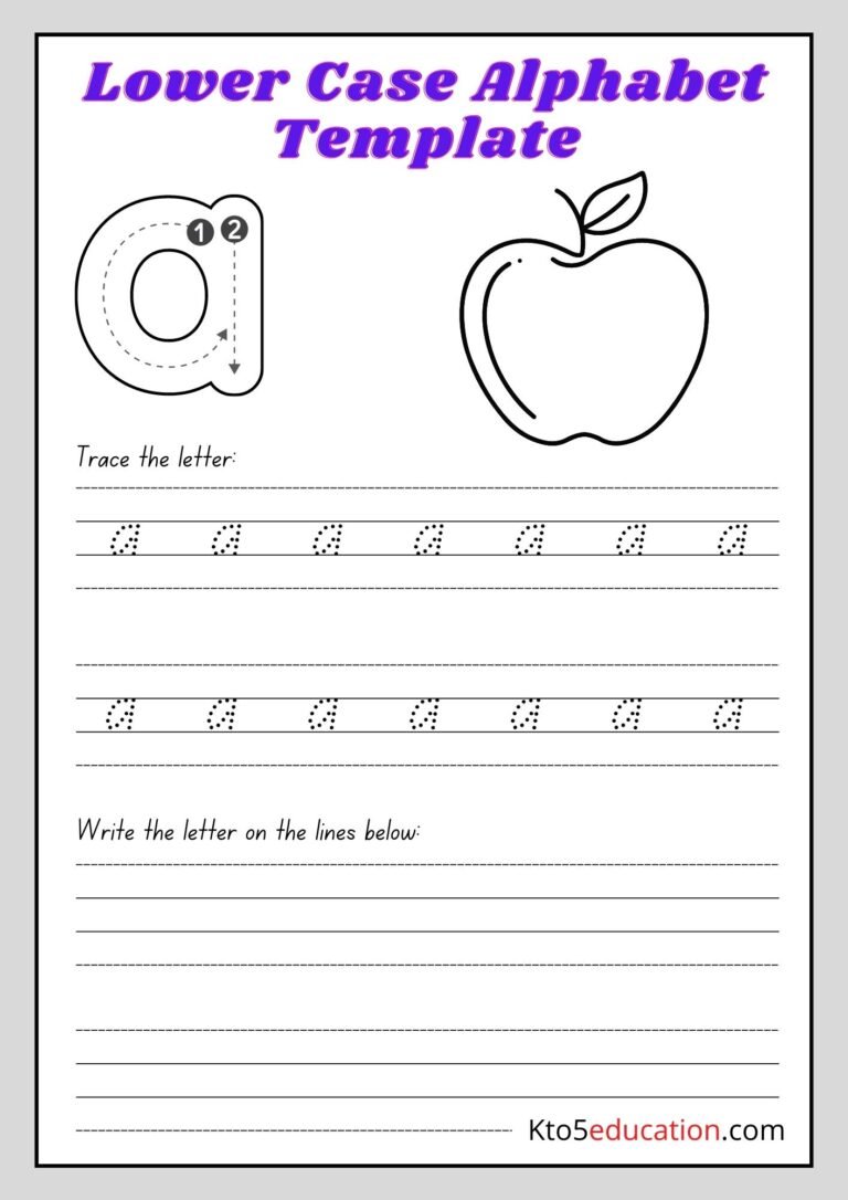 Free Printable Lower Case Alphabet Letter a worksheet