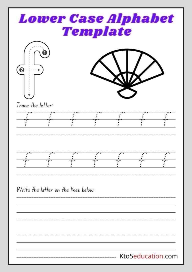 Free Printable Lower Case Alphabet Letter f worksheet