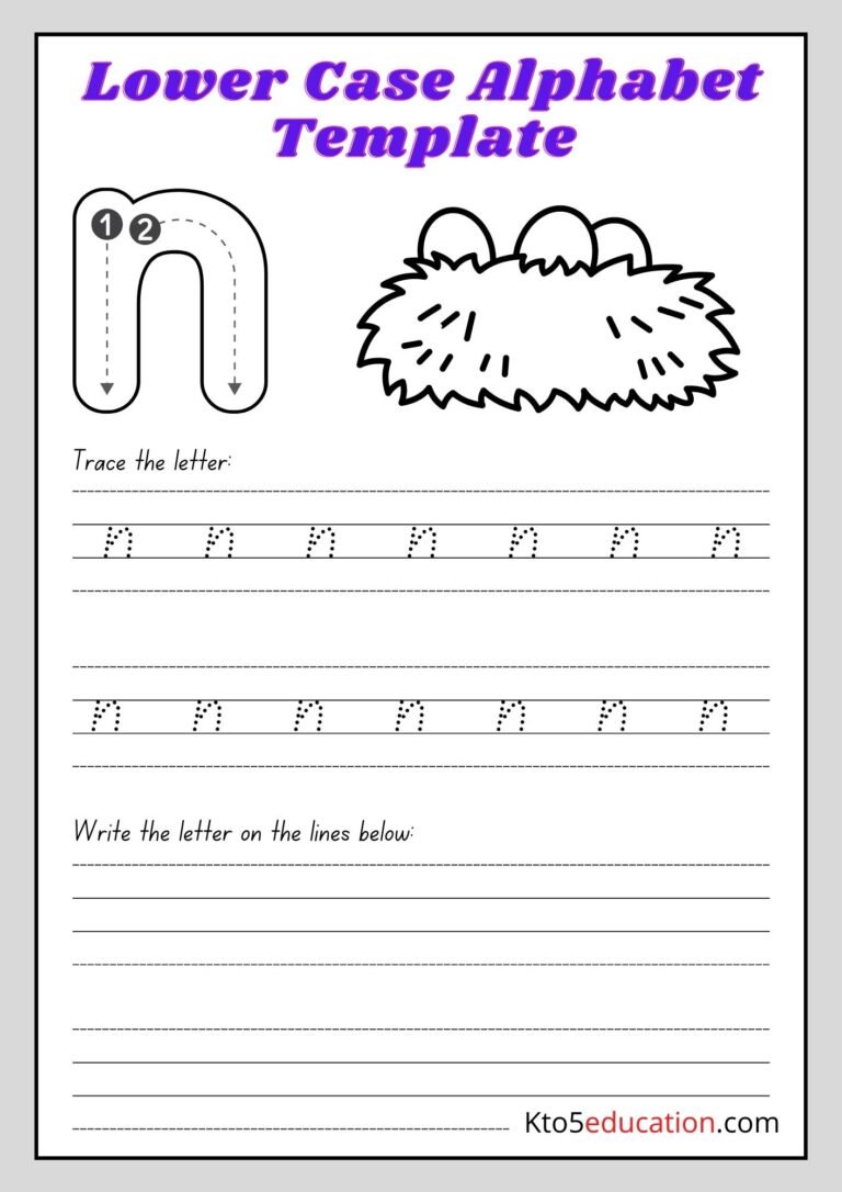 Free Printable Lower Case Alphabet Letter n worksheet