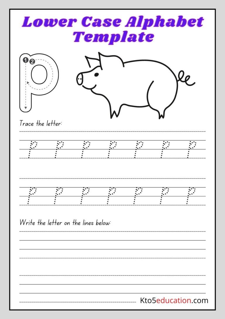 Free Printable Lower Case Alphabet Letter p worksheet