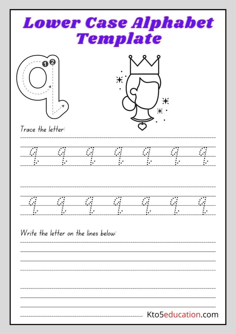 Free Printable Lower Case Alphabet Letter q worksheet