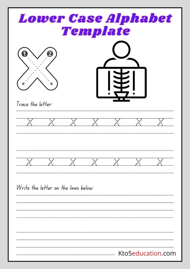 Free Printable Lower Case Alphabet Letter x worksheet