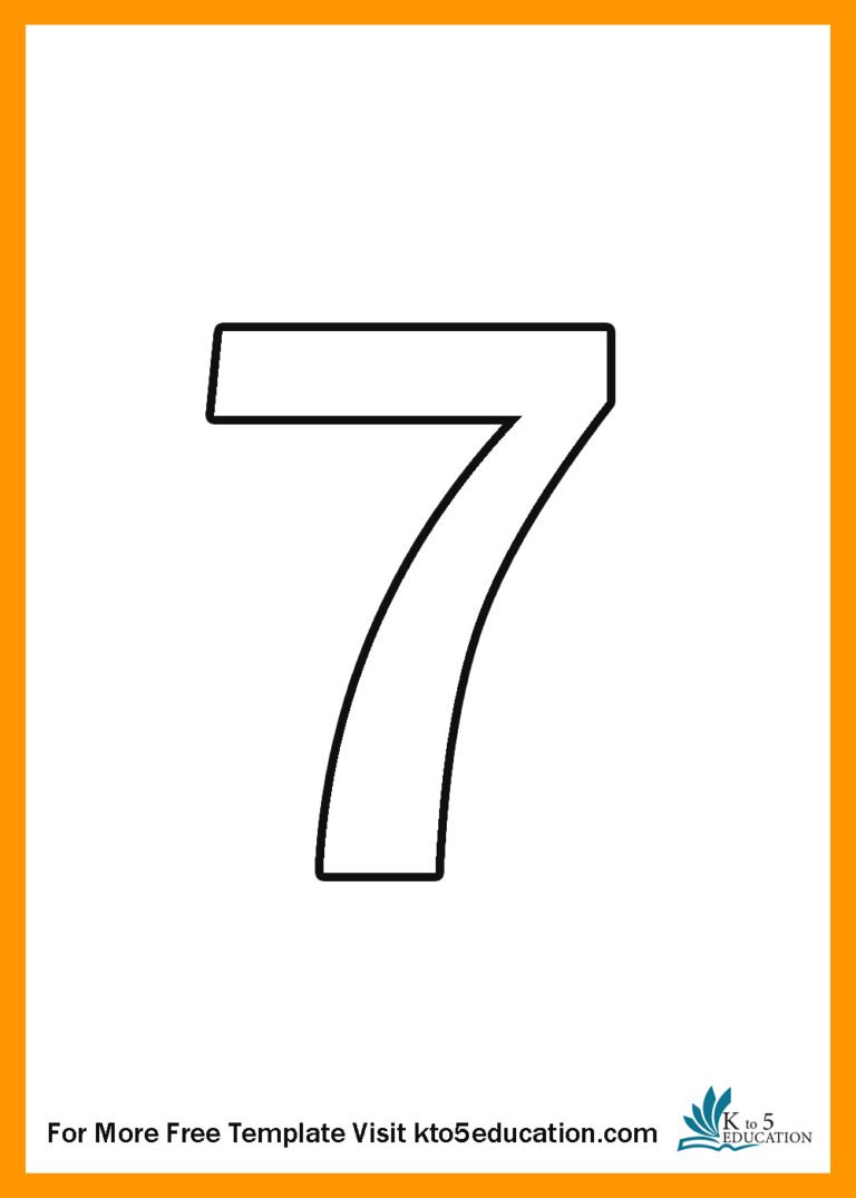 Free Printable Number 7 Outline worksheet