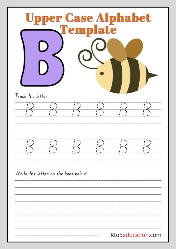 Free Printable Upper Case Alphabet Letter B Worksheet