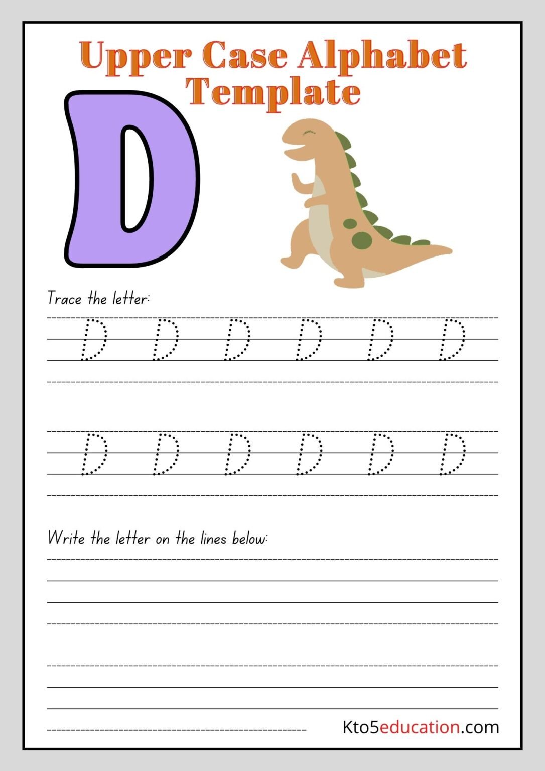 Free Printable Upper Case Alphabet Letter D worksheet