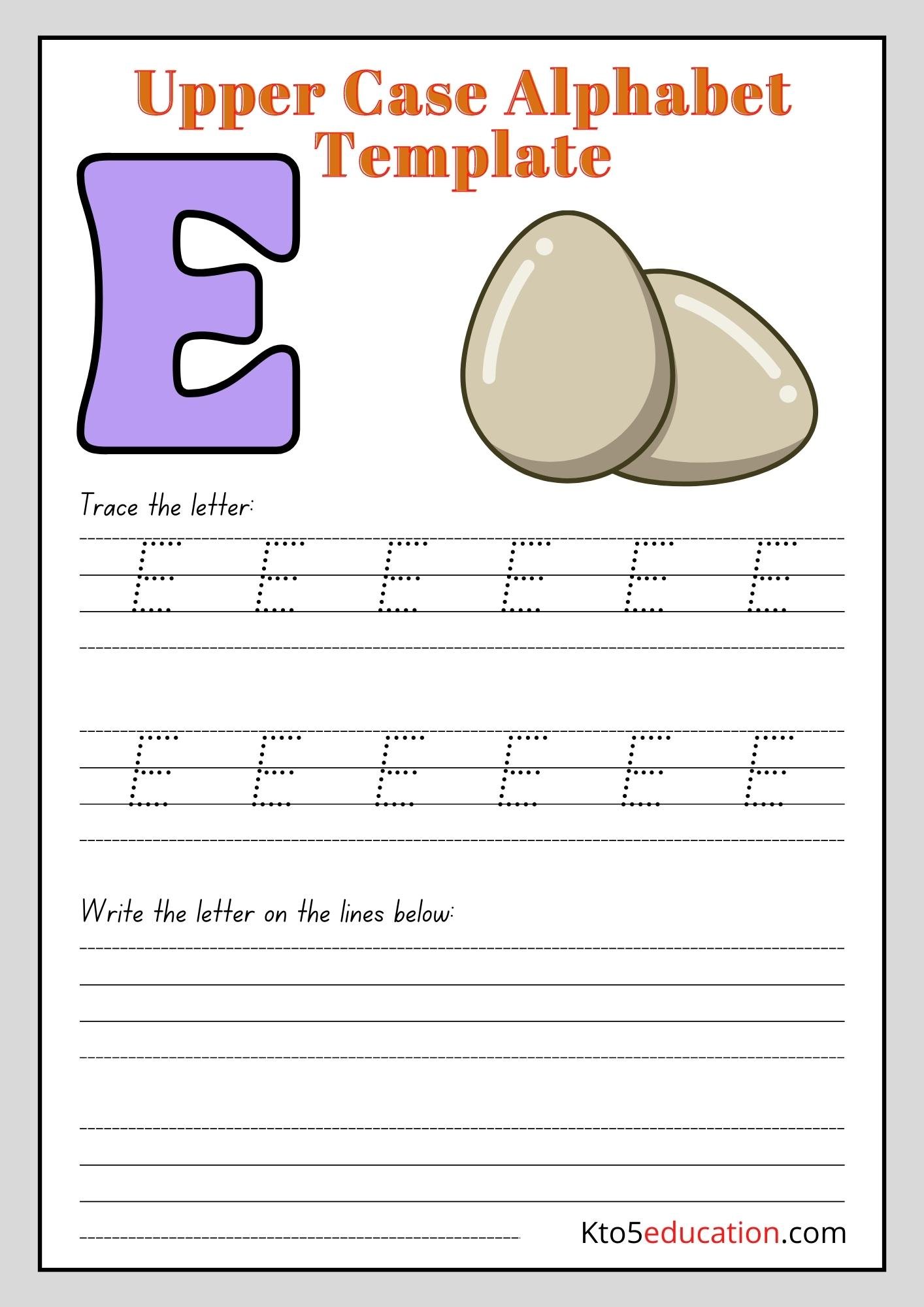 Printable Upper Case Alphabet Letter E