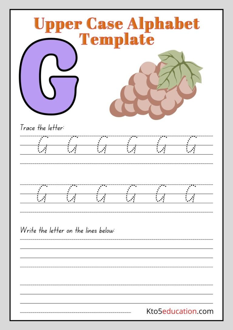 Free Printable Upper Case Alphabet Letter G worksheet