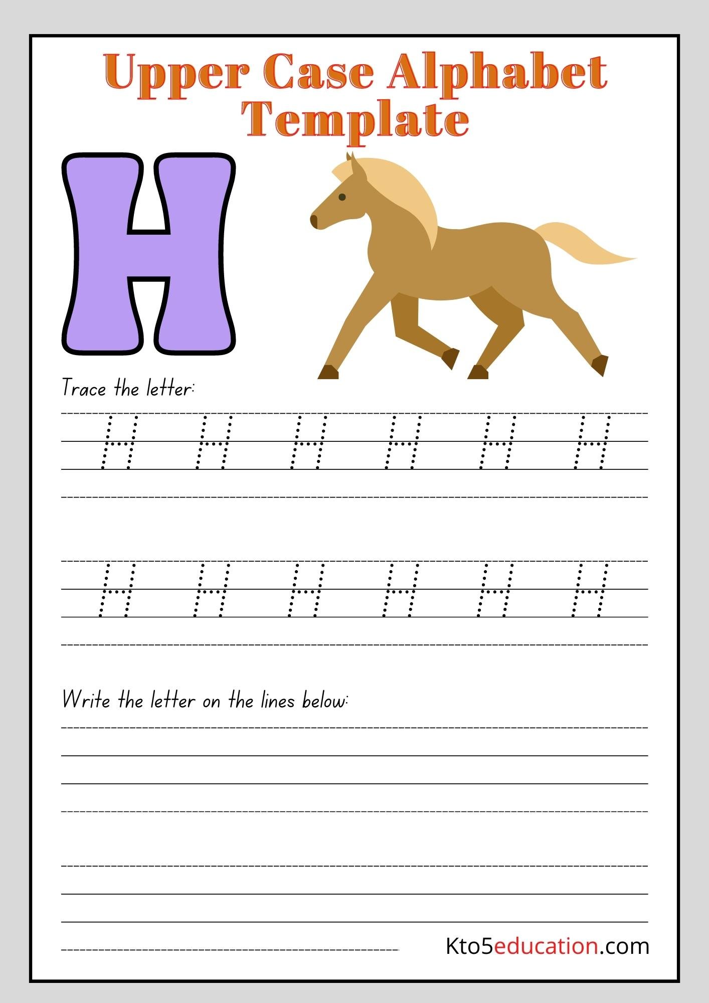 Printable Upper Case Alphabet Letter H