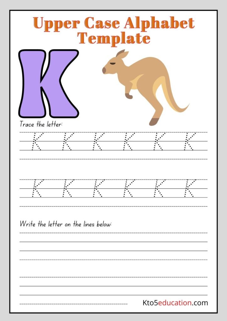 Free Printable Upper Case Alphabet Letter K worksheet