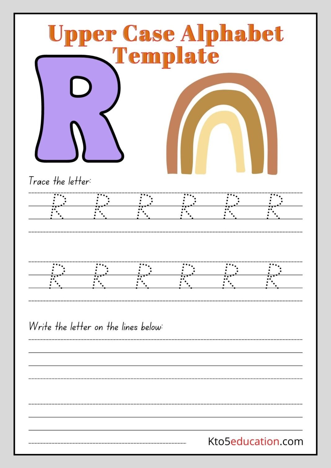 Free Printable Upper Case Alphabet Letter R worksheet