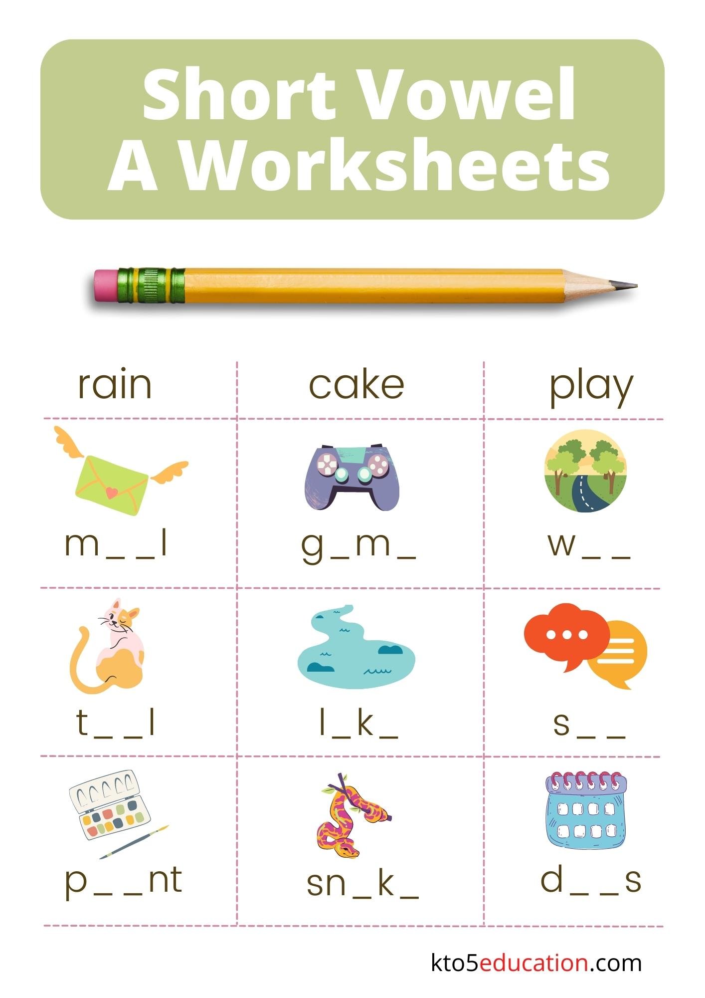 Short Vowel A Worksheets