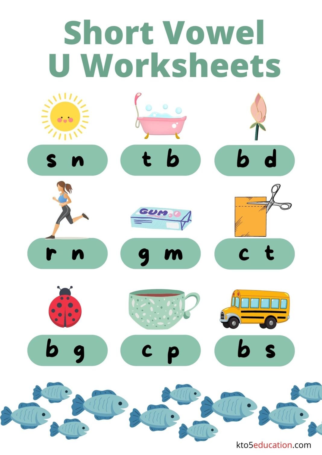 Free Short Vowel U Worksheets - Kto5Education