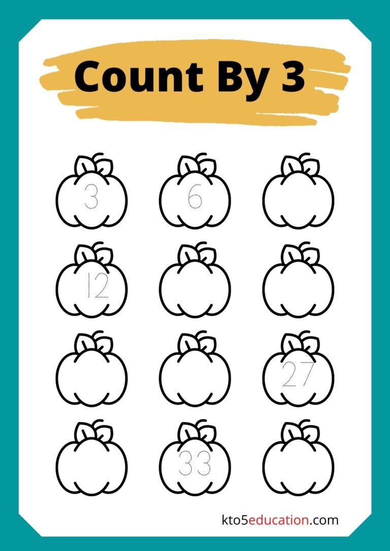 Free Skip Count By 3 Worksheet For Kindergarten