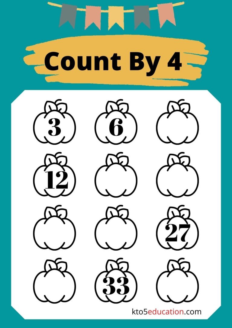 Free Skip Count By 4 Worksheet For Kindergarten