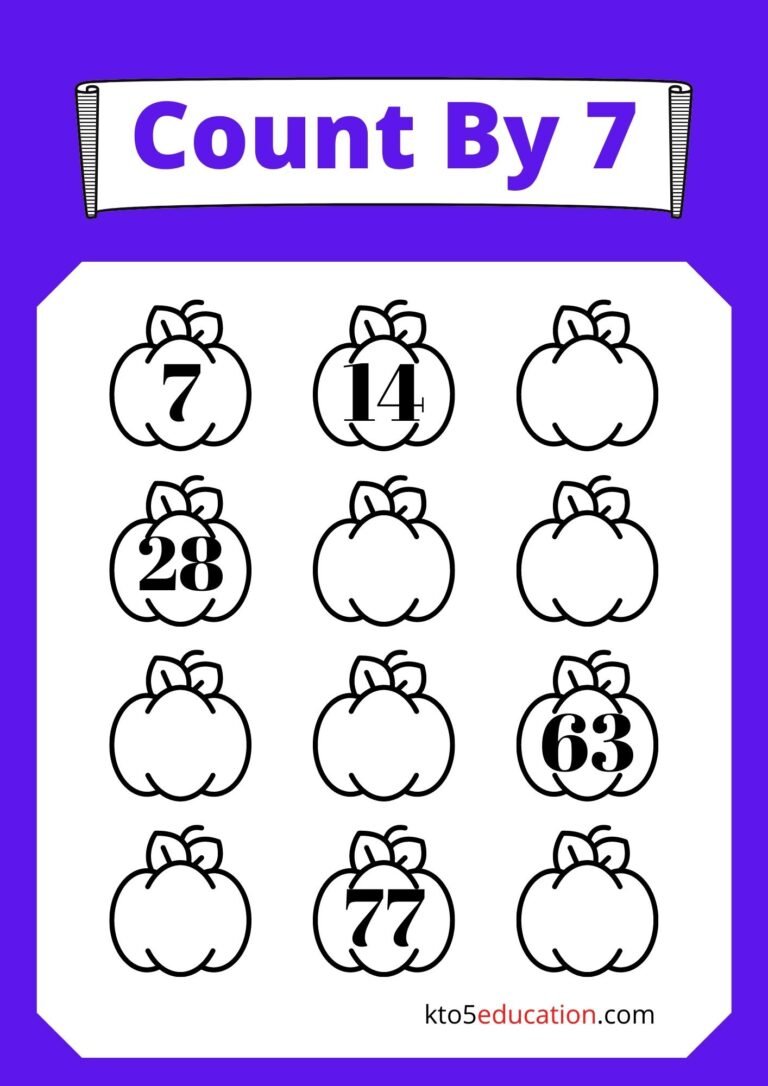 Free Skip Count By 7 Worksheet For Kindergarten